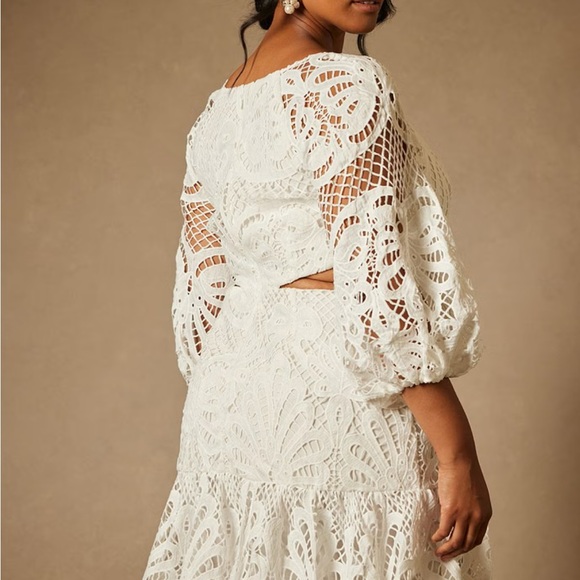 Bridal by ELOQUII Eyelet Puff Sleeve Plus Size Dress - Picture 3 of 3